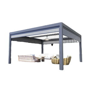 Pabellón de aluminio con techo eléctrico ajustable, color personalizado, gazebo impermeable para patio trasero, pérgola de aluminio con techo sólido. - Product Image 1