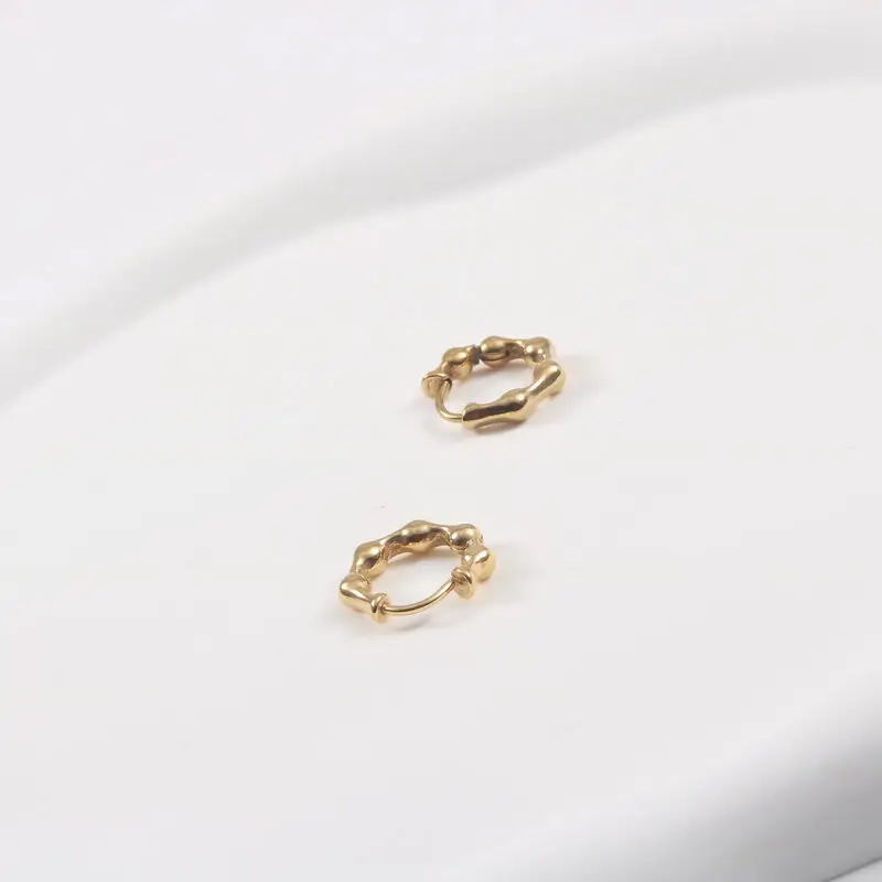 FANJIN Jewelry PVD 18K Gold Plated Bambo Hoop Earring Stainless Steel Jewelry Fashion Jewelry