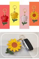 Gantungan Tas Kulit Motif Bunga Matahari, Aksesoris Tas, Hiasan Tas, Gantungan Kunci, Tempat Kartu, Tempat Koin