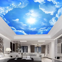 Mural Dinding Langit Biru 3D Awan Putih Modern Tahan Air Dapat Disesuaikan dengan Cetakan Transfer Panas untuk Ruang Tamu Kamar Tidur Hotel