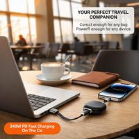 Câble rétractable USB-C 240W 5A PD3.1 Type-C, taille compacte, rangement facile, câble de charge rapide USB-C pour ordinateur IOS OEM Pure