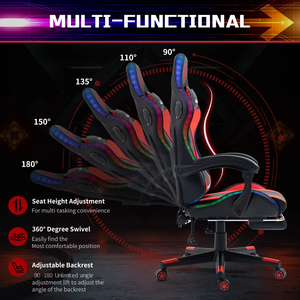 Chaise de jeu pour ordinateur RGB ALINUNU, directement de l'usine, <span class=keywords><strong>avec</strong></span> haut-parleurs et fonction massage - Product Image 4
