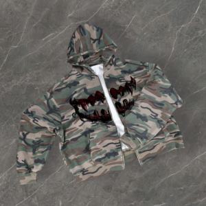 Sudadera con Capucha de Algodón con Estampado de Camuflaje Personalizado, Corte Cuadrado, para Hombre, con Cierre de Cremallera, para Otoño e Invierno - Product Image 4