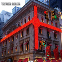 Décoration de Noël géante personnalisable ruban lumineux à motif LED illuminé pour le toit du centre commercial extérieur arc de construction de cadeaux illuminé