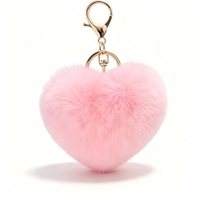 Vente en gros de porte-clés en peluche en forme de cœur unisexe, 18 couleurs, en coton PP, jouet rembourré de 8 cm, breloque de sac, cadeau de Noël et du Nouvel An, usine OEM