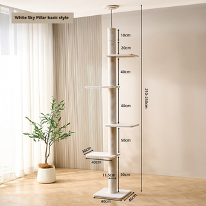 Massivholz Kratzbaum Turm Boden Decke Katzen Klettergerüst Höhenverstellbar Katzenbaum Nachhaltig Funktion Decken Zugang - Product Image 6