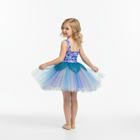 Kostum Tari Putri Duyung Terinspirasi Ariel untuk Anak-Anak, Gaun Tutu Balet Biru-Ungu dengan Bodice Sisik dan Rok Tulle Berkilau untuk Pertunjukan & Pesta