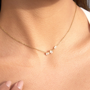 Collier en acier inoxydable avec zircon, forme goutte d'eau, serti de griffes, pendentif tendance pour femme, cadeau, bijoux - Product Image 4