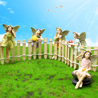 Ensemble de 5 Mini pots de fleurs en résine faits à la main, jolies Figurines de fées décoratives pour un jardin Miniature