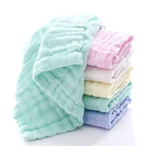 सुपर नरम 12x12 इंच नवजात ठोस बहु-रंग बच्चे का चेहरा स्नान तौलिया सेट कपास मलमल बेबी Washcloths