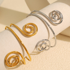 Fashion <b>Bangle</b> Zinc Alloy Gold <b>Silver</b> Spiral Design Unisex Jewelry <b>Bracelet</b> - Product Image 2