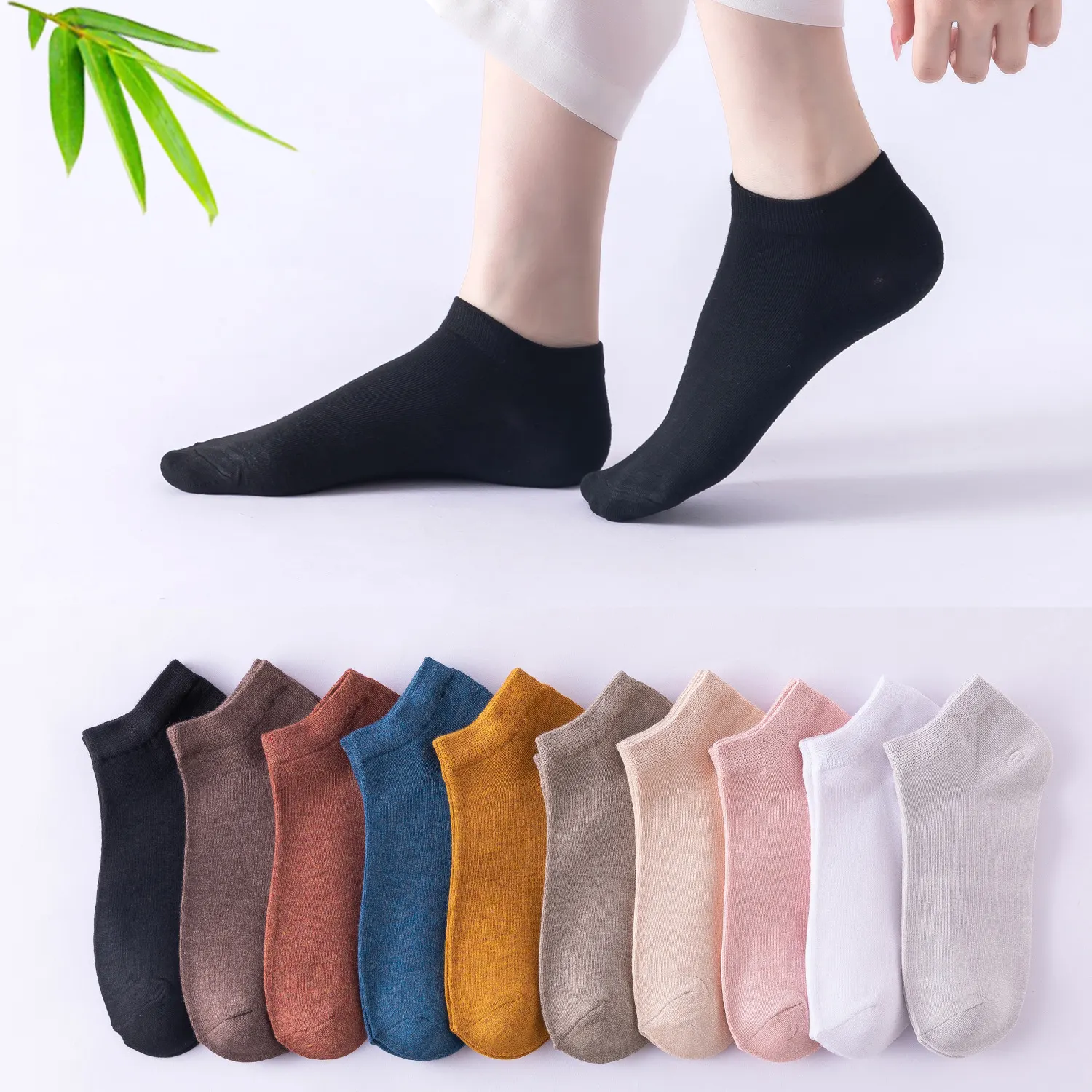 OEM Custom Logo Color Anti Odor Quick Dry Sporty Sneaker Ankle Bamboo Socks Women