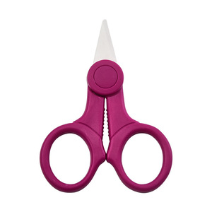 Tijeras de cerámica dentadas de 4 pulgadas, tamaño pequeño, para uso doméstico, cocina infantil, tijeras para alimentos, carne, verduras, fideos, etc. - Product Image 4