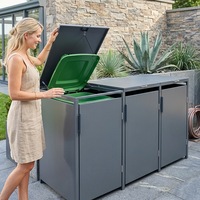 Abri de rangement durable en aluminium pour poubelle, résistant aux intempéries, pour la gestion des déchets en extérieur, jardin, cour et patio