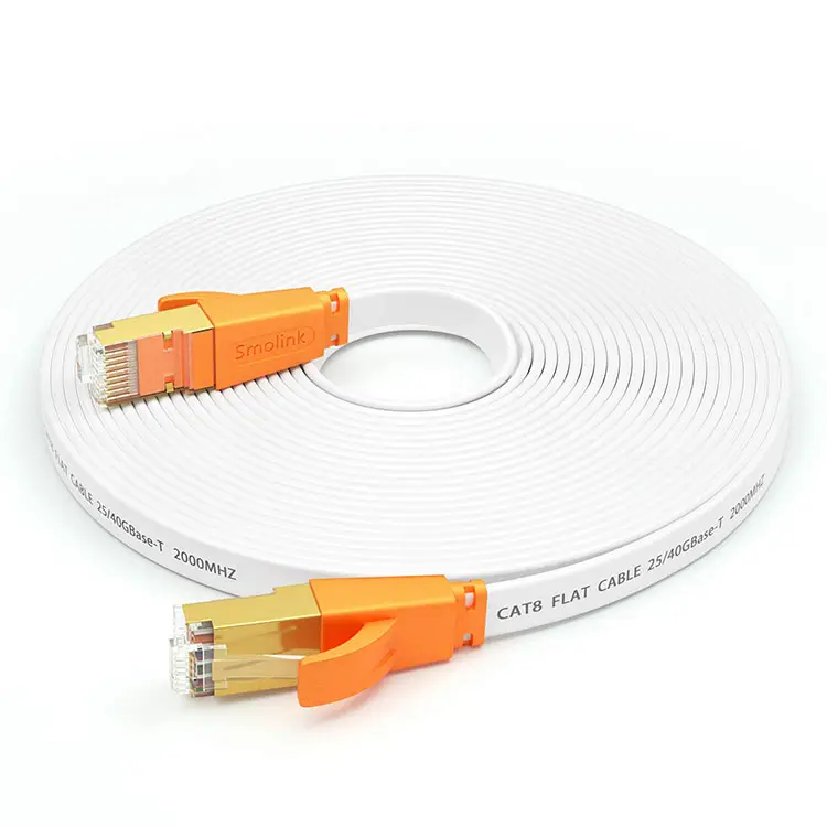 كابل إيثرنت RJ45 Cat6a cat7 Cat8 أبيض عالي السرعة، كابل شبكة الإنترنت المحدودة المحدودة LAN