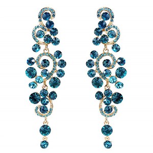 เครื่องประดับอินเทรนด์คริสตัลโบฮีเมียนสำหรับผู้หญิงงานแต่งงานเจ้าสาวประดับพลอยเทียมหลายอันต่างหูห้อยยาว - Product Image 3