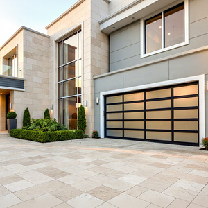 डेची स्वचालित ऊर्ध्वाधर स्लाइडिंग खुली शैली गैरेज दरवाजा डिजाइन दर्पण काले ग्लास फ्रेम रहित फ्लश ग्लास गेराज दरवाजा - Product Image 1