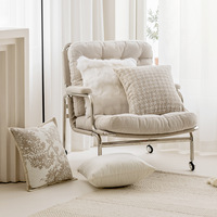 Housse de coussin décorative de luxe pour chambre à coucher, motif géométrique floral rayé beige, en jacquard tissé moderne, chauffante, de la marque Innermor