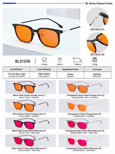 <span class=keywords><strong>Gafas</strong></span> de Juego con Lentes Transparentes Rojo Anaranjado, Anti-Reflejantes, de PC HD, con Bloqueo de Luz Azul, de Metal TR90, Modernas, al por Mayor - Product Image 3