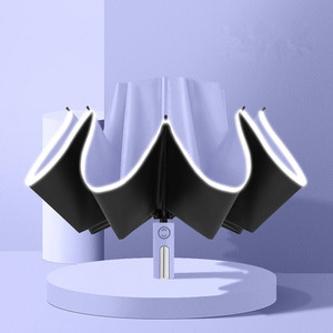 <span class=keywords><strong>Parapluie</strong></span> Portable de 23 pouces à 3 plis automatiques avec bande argentée <span class=keywords><strong>parapluie</strong></span> <span class=keywords><strong>Anti</strong></span>-<span class=keywords><strong>vent</strong></span> et <span class=keywords><strong>Anti</strong></span>-tempête avec tissu imperméable - Product Image 4