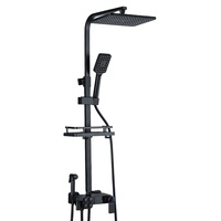 Ensemble de douche thermostatique contemporain haut de gamme à six fonctions, double poignée, jet de pluie, finition chromée pour hôtels, fabriqué en laiton durable