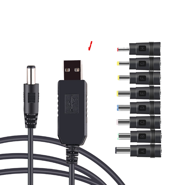 USB 5V to DC 9V/12V Power Boost Converter Cable for Mobile Phones Power Banks Cameras Computers PVC Jacket 1m Length