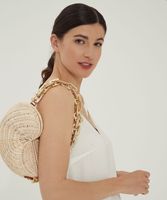 Sac à bandoulière en métal pour femmes, sacs de plage à chaînes Boho, sacs à bandoulière en rotin tissé à la main bohème pour filles