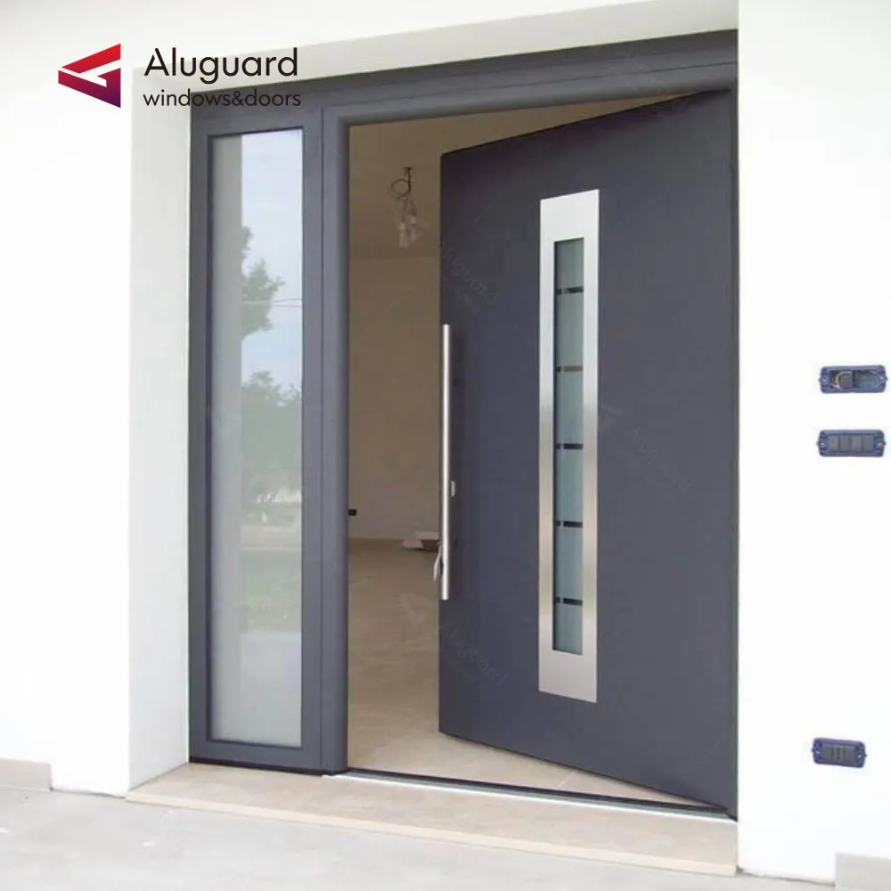 Puerta de entrada de aluminio para restaurante, puerta principal de seguridad comercial de hierro forjado