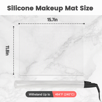 Tapis de maquillage en silicone 40 cm x 30 cm, résistant à la chaleur, transparent, protège-bureau, facile à nettoyer, portable pour le maquillage en voyage