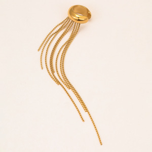 Boucles d'oreilles clips longues <span class=keywords><strong>à</strong></span> pampilles SongYi en acier inoxydable plaqué or 18 carats pour femmes, tendance, minimalistes, étanches et inaltérables - Product Image 1