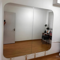 Miroir mural moderne sans cadre en verre rétroéclairé pour Pilates, salle de sport, club de danse, miroir de yoga sur pied avec LED