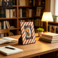 Bingkai Foto Resin Kayu Motif Garis Diagonal DX Designs Ukuran 4x6 5x7 8x10 Inci, Bingkai Gambar Kayu Berdiri Sendiri, Dekorasi Rumah Bergaya Retro untuk Meja