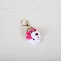 Crochet porte-clés Amigurumi Art animaux poupée porte-clés peluche tricoté tissé tissé mignon petits jouets cadeau champignons métal porte-clés