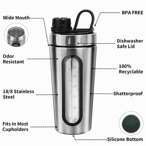 בדרגה גבוהה Bpa חינם 700 מ""ל כחול מבודד קיר יחיד נירוסטה טריטאן טיולים טיולים חלבון בלנדר שייקר כוס בקבוק - Product Image 3