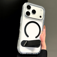 Coque de téléphone transparente magnétique 2-en-1 avec support pour protection contre les chocs, compatible avec iPhone 18 Pro Max/17/16/15/14/13/12