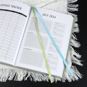 Agenda in Tessuto Personalizzata, Libro A5 con Copertina Rigida, Stampa in Lamina d'Oro, Segnalibro a Nastro, Quaderno per Appunti - Product Image 6