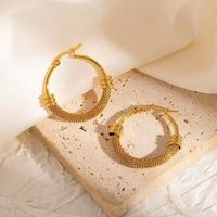 Ensemble de boucles d'oreilles minimalistes géométriques en acier inoxydable doré, créoles ouvertes en forme de C, boucles d'oreilles huggie en maille perlée pour femme, bijoux