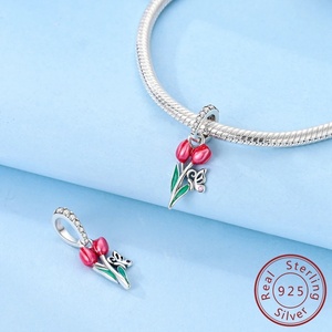 MULA 925 Sterling Silver Pink Charms Lucky Cat Claw Heart Pendant Zircon Romantic DIY <span class=keywords><strong>Charm</strong></span> for Original Bracelet Fine Jewelry - Product Image 4