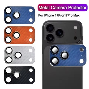 Sợi carbon kết cấu ống kính bảo vệ kim loại Tempered Glass cam Máy ảnh ống kính Bìa hấp phụ mạnh mẽ cho Iphone 17 Pro 17 Pro Max - Product Image 6
