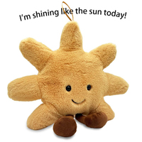 Coussin en peluche super doux de haute qualité en forme de soleil (visage souriant/triste) pour la décoration de chambre, de crèche et comme cadeau