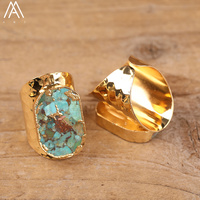Bagues en turquoise naturelle, perles d'howlite, bague plaquée or 18 carats et argent pour femmes et hommes, bijoux incroyables