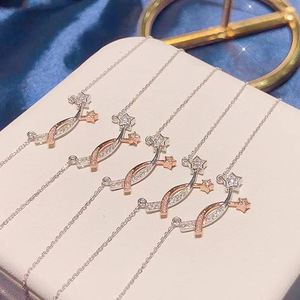 Collana con Ciondolo a Stella Bicolore in Stile Foresta Semplice per Donne, Gioiello con Catena per Clavicola in Stile Coreano - Product Image 2