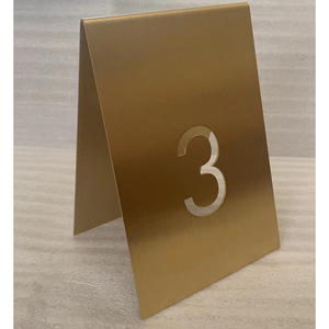 Pure Brass <b>Table</b> Number <b>Card</b> 6in Rectangle Double Sided Durable Modern Design For Restaurants - Product Image 4