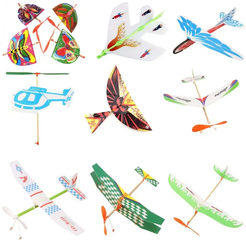 DIY Puzzle Kids airplane model rubber band powered aircraft model glider for kids school