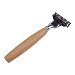 Mango de madera para afeitadora compatible con <span class=keywords><strong>Gillette</strong></span> Mach3 para sistema de afeitado de <span class=keywords><strong>3</strong></span> <span class=keywords><strong>cuchillas</strong></span>, repuestos de cartuchos de <span class=keywords><strong>cuchillas</strong></span>. - Product Image 5