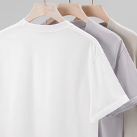 T-shirt à manches courtes pour homme, coton peigné haute densité 40s, coupe décontractée, col rond, motif uni, lavage vintage, doux, pour un usage quotidien