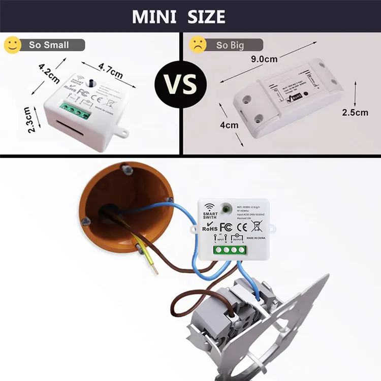 Tuya WLAN-RF-Smart-Switch Lichtschalter 110 V 220 V Schalter Timermodul und drahtloser Wandschalter für Lampenlampe LED (1+1 Satz)