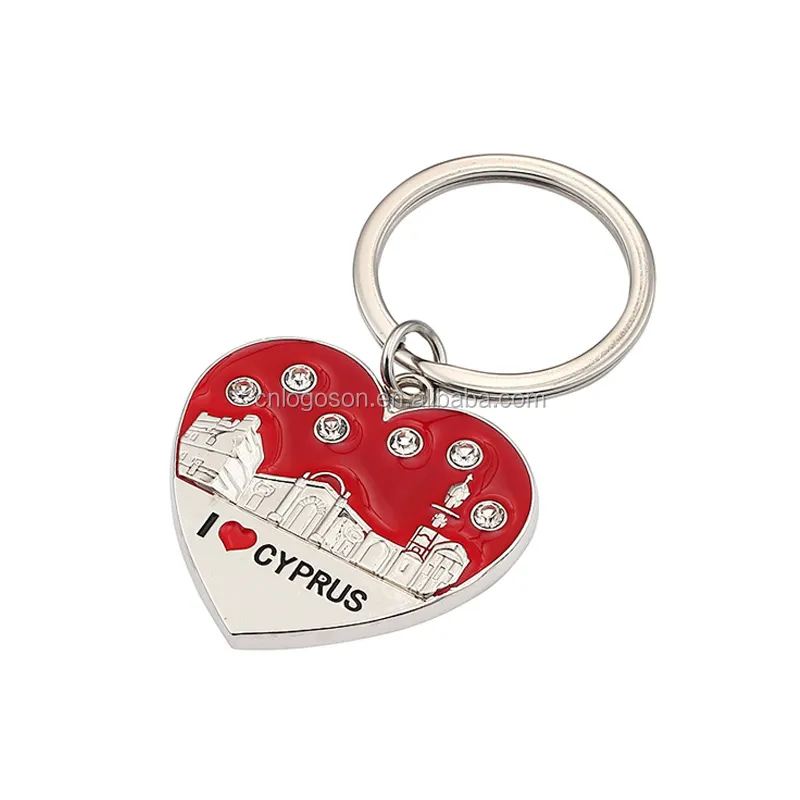 Amazon Top Selling Heart Shaped Key Lock Stitched Pendant Couple Metal Keychain Valentines Day Gift I Love You Metal Key Chain