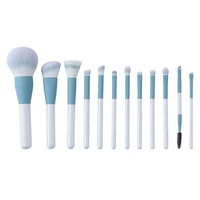 Lot de 12 pinceaux de maquillage en marbre bleu et blanc, pinceaux synthétiques doux pour poudre, fard à paupières, correcteur, maquillage de voyage, logo personnalisé, vente en gros