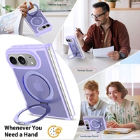 Coque de téléphone magnétique mate givrée pour iPhone Duo avec support anneau métallique pliable